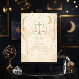 Invitación de cumpleaños 30 de Libra | Celestial E
