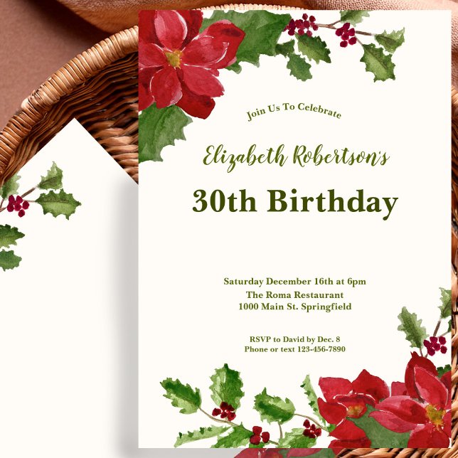 Invitación de cumpleaños 30 elegante con vegetació (Subido por el creador)