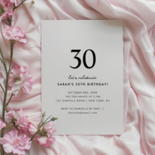 Invitación de cumpleaños 30 elegante minimalista