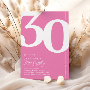 Invitación de cumpleaños 30 elegante rosa
