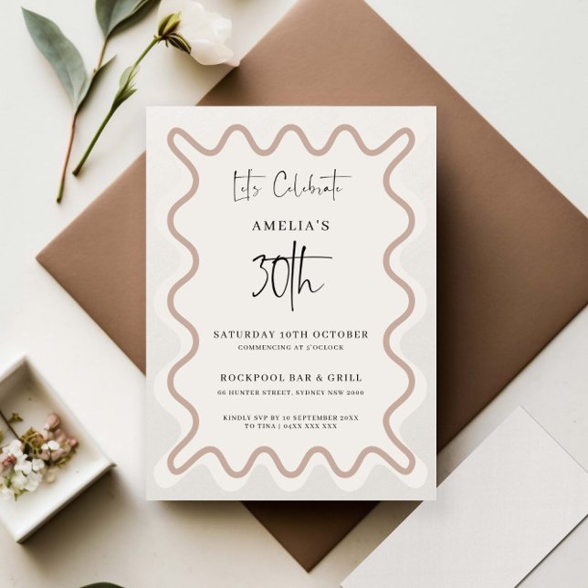 Invitación de cumpleaños 30 en el borde de onda bl (Subido por el creador)