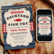 Invitación de cumpleaños 30 Fish Fry