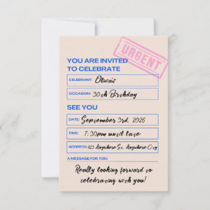 Invitación de cumpleaños 30 moderna y trendy