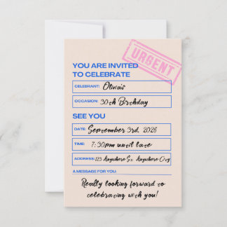 Invitación de cumpleaños 30 moderna y trendy