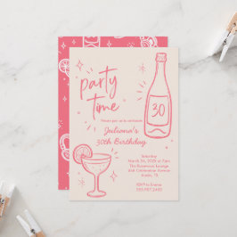 Invitación de cumpleaños 30 moderno de botella y c