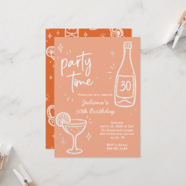 Invitación de cumpleaños 30 moderno de botella y c