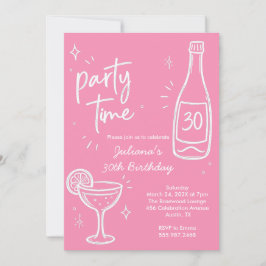 Invitación de cumpleaños 30 moderno de botella y c
