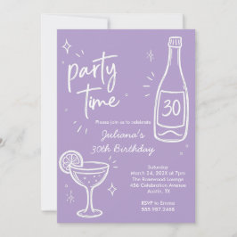 Invitación de cumpleaños 30 moderno de botella y c