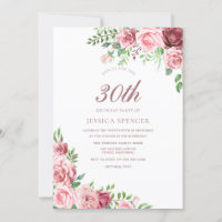 Invitación de cumpleaños 30 mujeres de Rubor de Bo