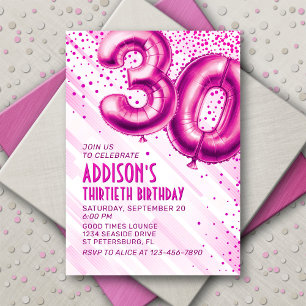 Invitación de cumpleaños 30 mujeres rosadas
