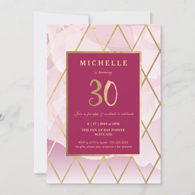 Invitación de cumpleaños 30 - Oro, elegante, a la  (Anverso)