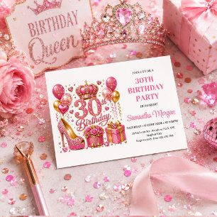 Invitación de cumpleaños 30 Rose Gold Pink Sparkle