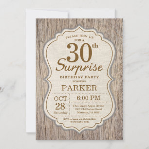 Invitación de cumpleaños 30 Rustic Surprise de mad