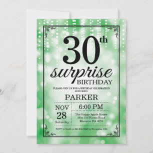 Invitación de cumpleaños 30 sorpresa con brillo ve