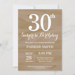Invitación de cumpleaños 30 sorpresa rústica