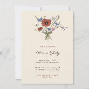 Invitación de cumpleaños 30 Wildflower Sketchbook