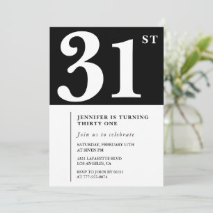Invitación de cumpleaños 31 elegante chica Simple 