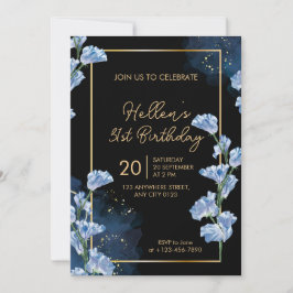 Invitación de cumpleaños 31 elegante floral dorada