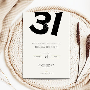 Invitación de cumpleaños 31 minimalista - Tipograf