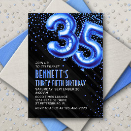 Invitación de cumpleaños 35 a Mens Blue