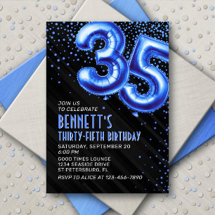 Invitación de cumpleaños 35 a Mens Blue