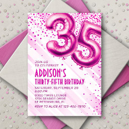 Invitación de cumpleaños 35 mujeres rosadas