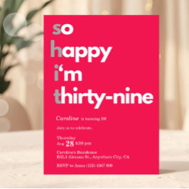 Invitación de cumpleaños 39 minimalista moderna 39