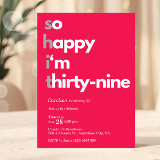 Invitación de cumpleaños 39 minimalista moderna 39