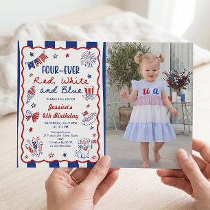 Invitación de cumpleaños 4º dibujada a mano para s