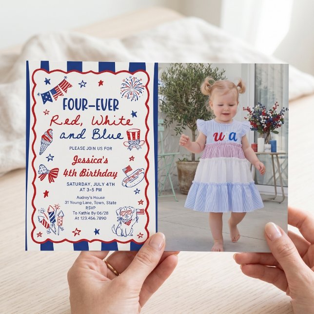 Invitación de cumpleaños 4º dibujada a mano para s (Subido por el creador)
