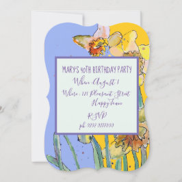 Invitación de cumpleaños 40 a la floral de Daffodi