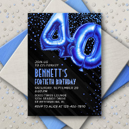 Invitación de cumpleaños 40 a Mens Blue