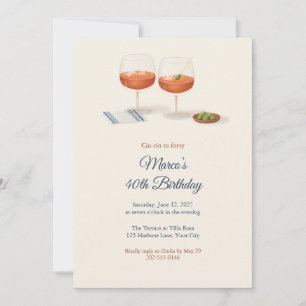 Invitación de cumpleaños 40 al aperitivo italiano