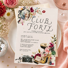 Invitación de cumpleaños 40 al Club Forty Garden D