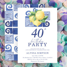 Invitación de cumpleaños 40 al limón mediterráneo