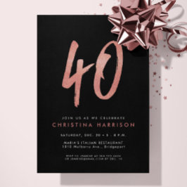Invitación de cumpleaños 40 con purpurina de oro r