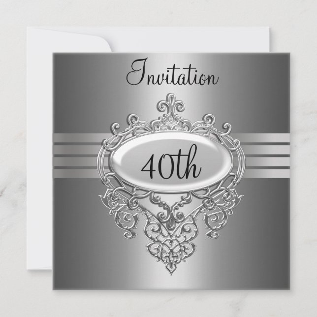 Invitación de cumpleaños 40 cumpleaños de plata pa (Anverso)