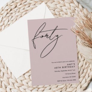 Invitación de cumpleaños 40 de Dusty Pink
