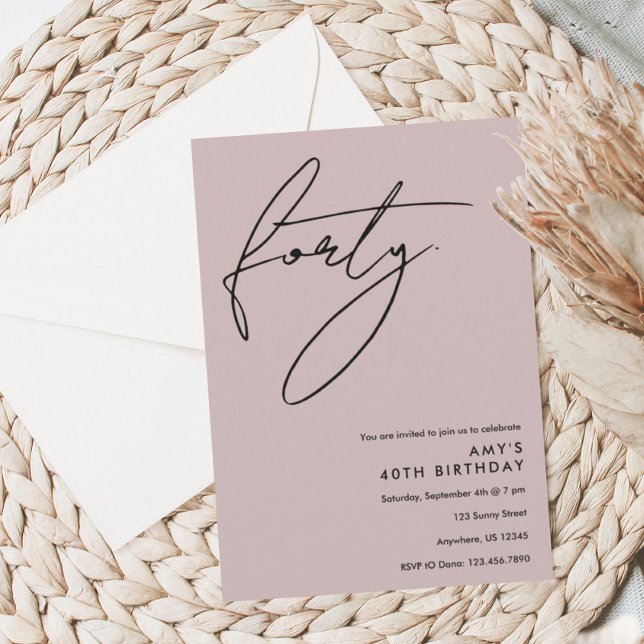 Invitación de cumpleaños 40 de Dusty Pink (Subido por el creador)