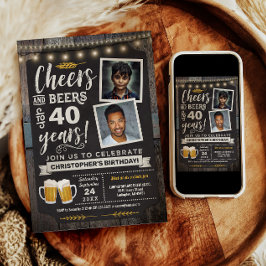 Invitación de cumpleaños 40 de Foto Cheers y Beers