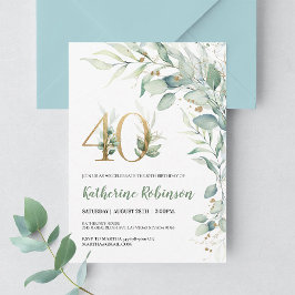 Invitación de cumpleaños 40 elegante en rosa oro