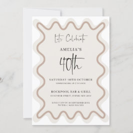 Invitación de cumpleaños 40 en el borde de onda bl