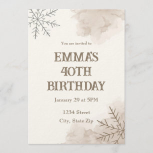 Invitación de cumpleaños 40 Minimalista Neutral de