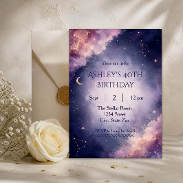 Invitación de cumpleaños 40 moderno cósmico