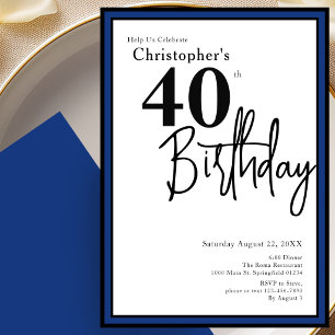 Invitación de cumpleaños 40 moderno elegante negro