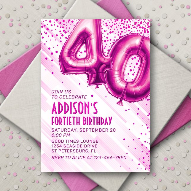 Invitación de cumpleaños 40 mujeres rosadas (Subido por el creador)