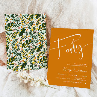 Invitación de cumpleaños 40 naranja