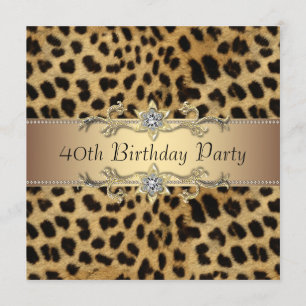 Invitación de cumpleaños 40 para mujer con leopard