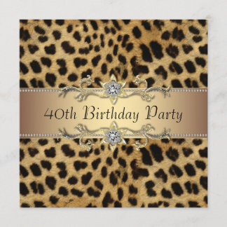 Invitación de cumpleaños 40 para mujer con leopard