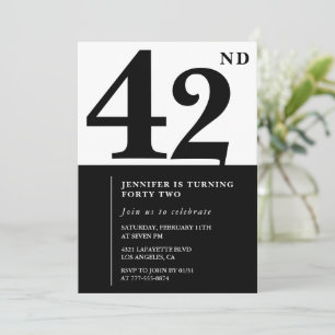 Invitación de cumpleaños 42 elegante mujer Negro